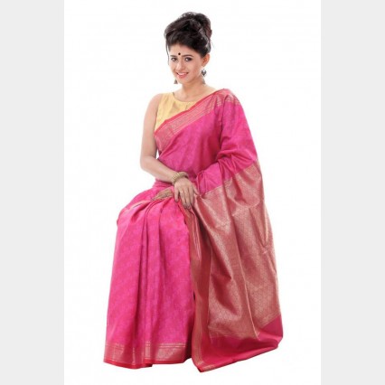 Beautiful color combination of Silk Katan Sharee from Tangail with blouse piece